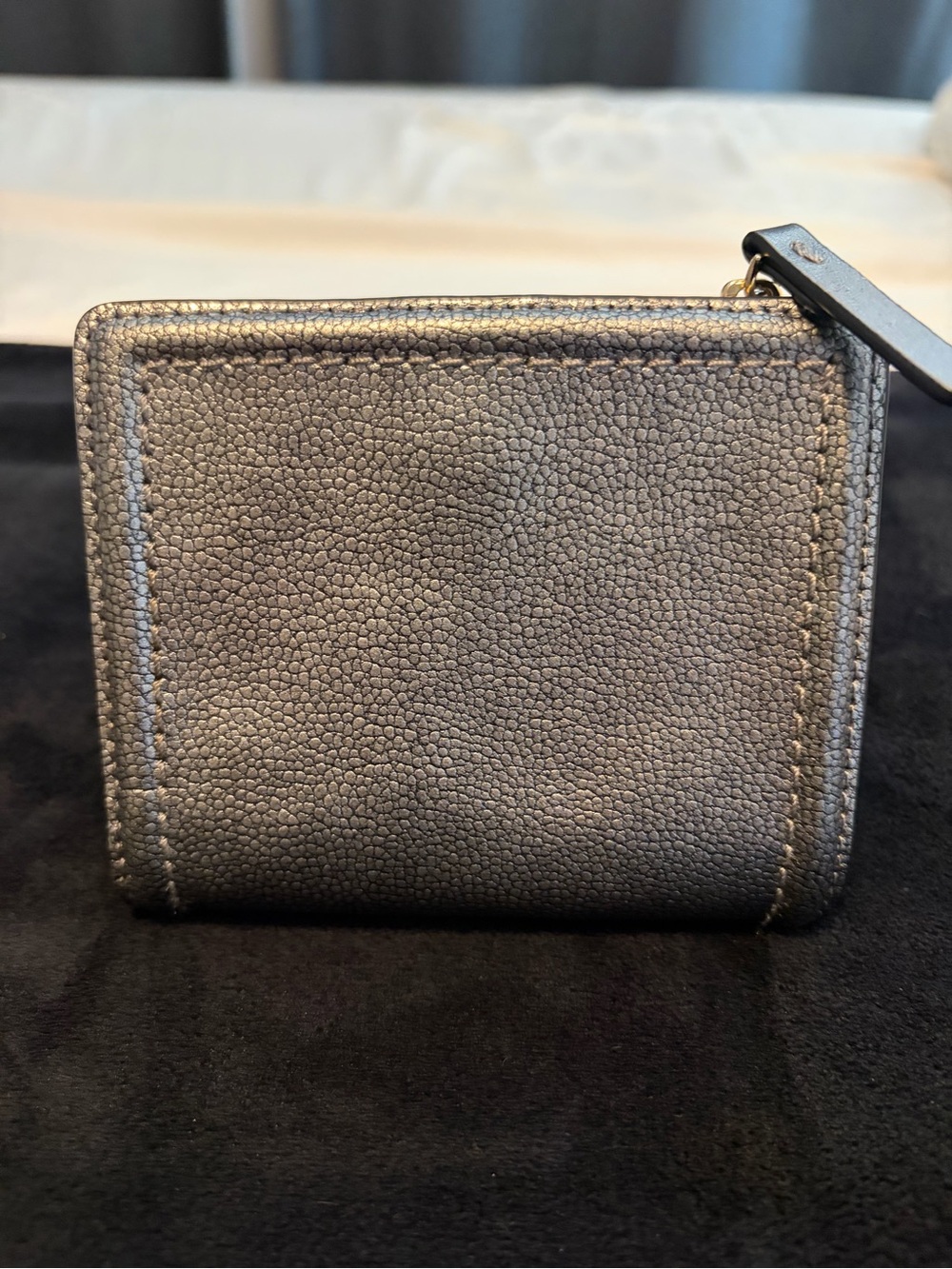 kate spade metallic gray pebbled leather zip wallet - Picture 2 of 15